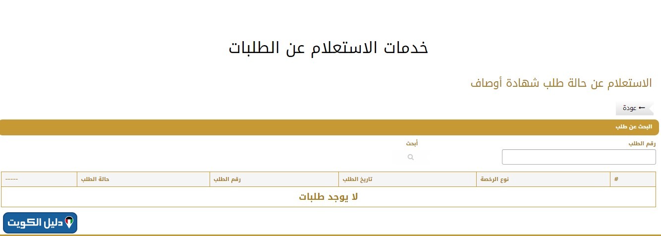 الاستعلام عن شهادة اوصاف بلدية الكويت